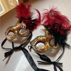 Pier 1 gold, red and black, hand painted Venetian Masks